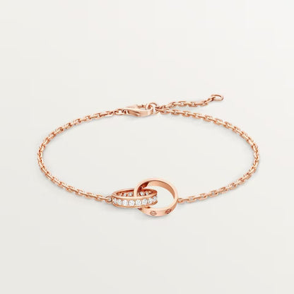 [Luna Brilliance]LOVE DOUBLE RING HALF DIAMOND BRACELET