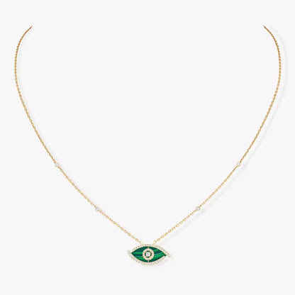 [Luna Brilliance]Lucky Eye Diamond Necklace in Rose Gold and Turquoise