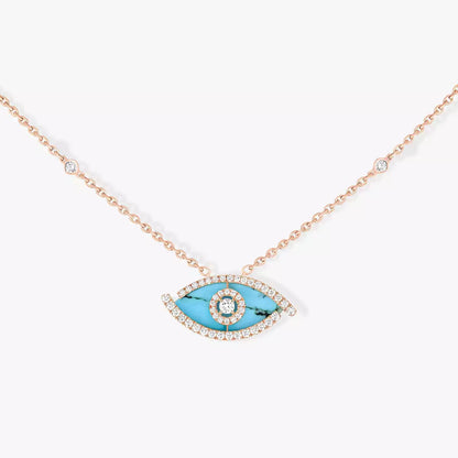 [LORA]Lucky Eye Diamond Necklace in Rose Gold and Turquoise