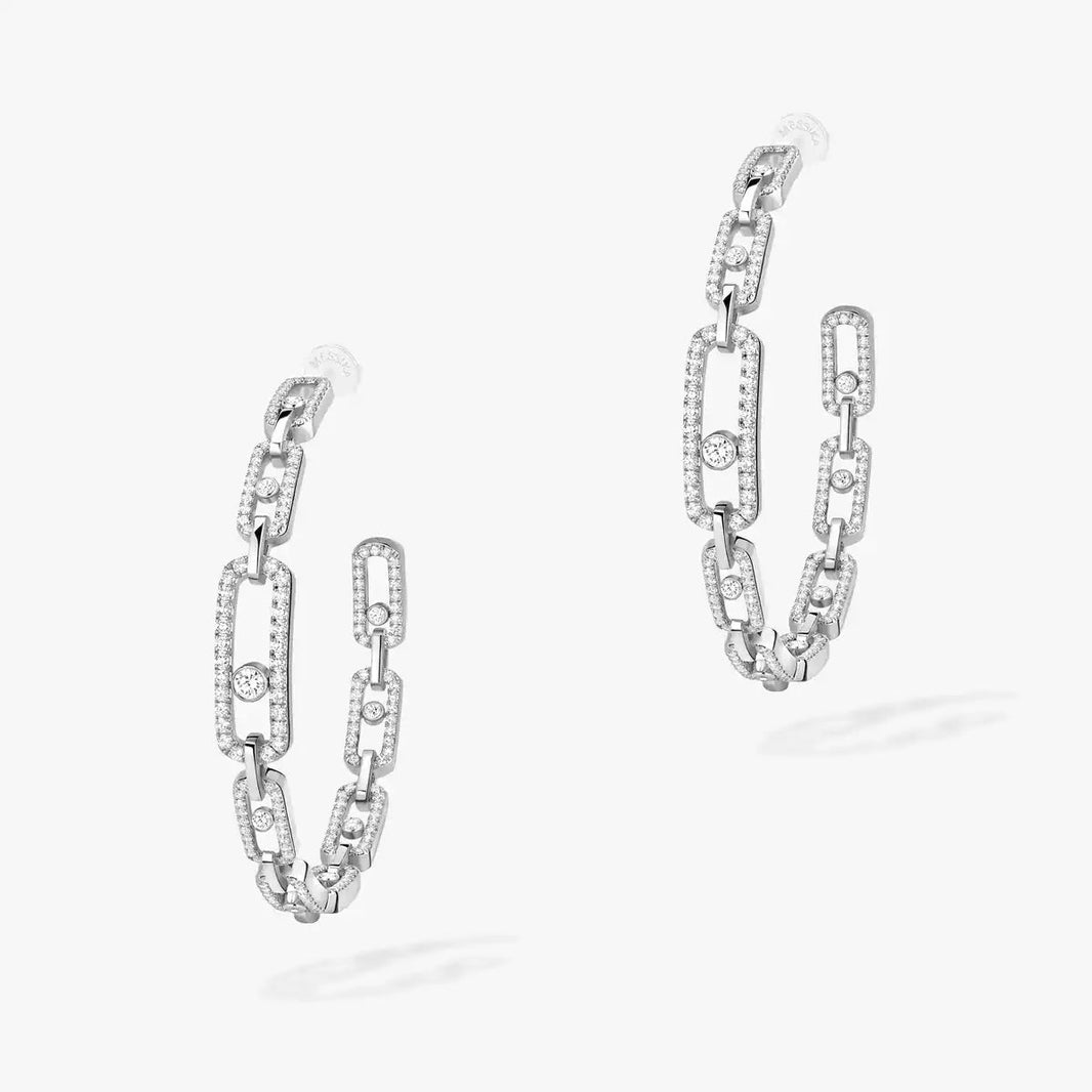 [[Luna Brilliance]Move Link Diamond Hoop Earrings