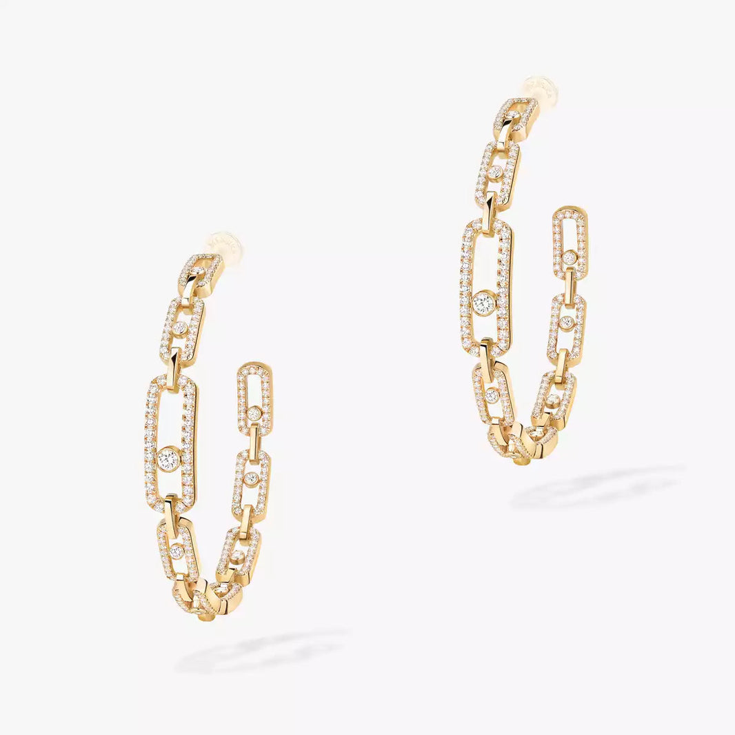 [[Luna Brilliance]Move Link Diamond Hoop Earrings