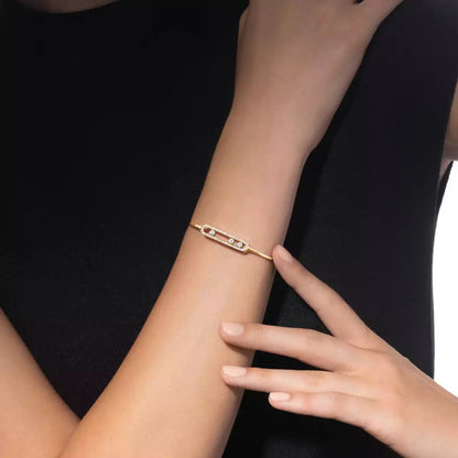 [LORA]Move Pavé Diamond Bangle Bracelet M