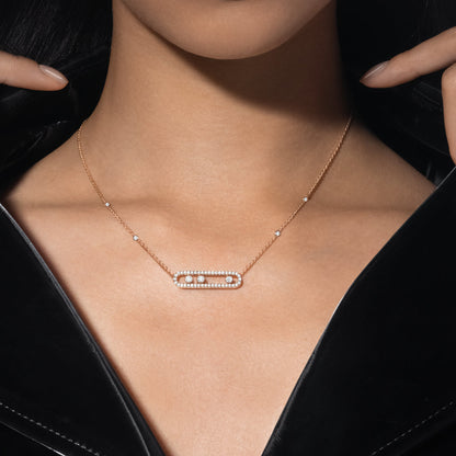 [LORA] Move Pave_ Rose Gold Diamond Necklace