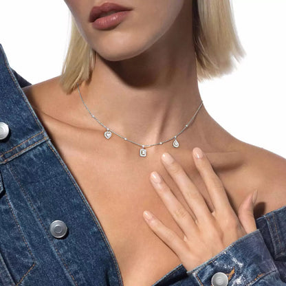 [LORA]My Twin Diamond Necklace in Silver
