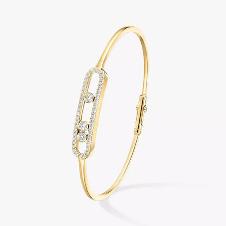[LORA]Move Pavé Diamond Bangle Bracelet M