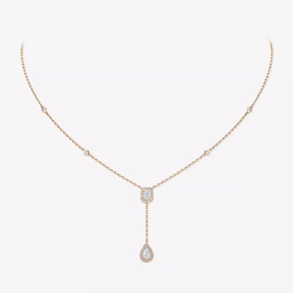 [Luna Brilliance]Gold Diamond Tie Necklace
