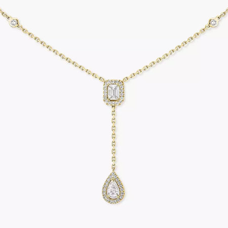 [Luna Brilliance]Gold Diamond Tie Necklace