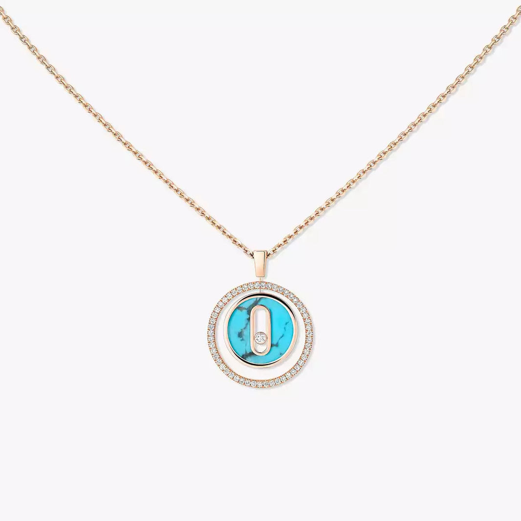 [Luna Brilliance]Lucky Move Diamond Necklace in Rose Gold and White Mother-of-Pearl