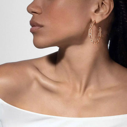 [[LORA]Move Link Diamond Hoop Earrings