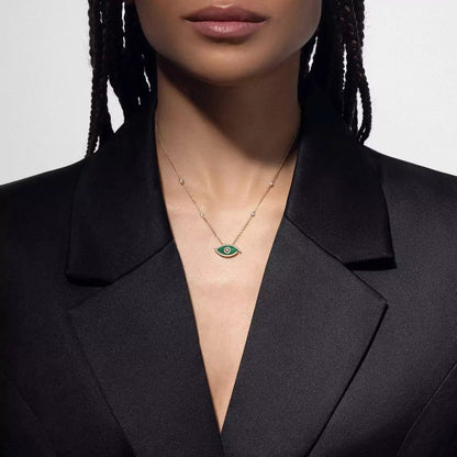 [Luna Brilliance]Lucky Eye Diamond Necklace in Rose Gold and Turquoise