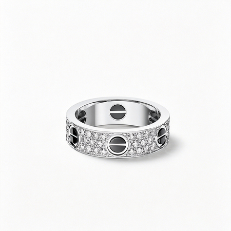 [Luna Brilliance]LOVE RING 5.5MM DIAMONDS PAVED CERAMIC