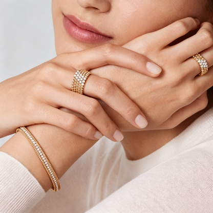 [Luna Brilliance] THREE-ROW DIAMOND RING