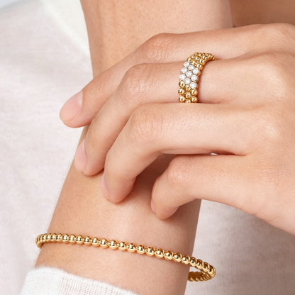 [Luna Brilliance] THREE-ROW DIAMOND RING