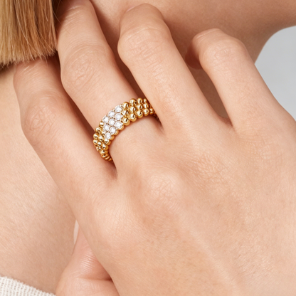 [Luna Brilliance] THREE-ROW DIAMOND RING