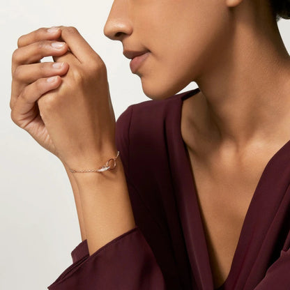 [Luna Brilliance]LOVE DOUBLE RING HALF DIAMOND BRACELET