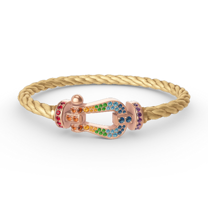 [Luna Brilliance]FORCE LARGE HORSESHOE  COLORED DIAMOND BRACELET ROSE GOLD