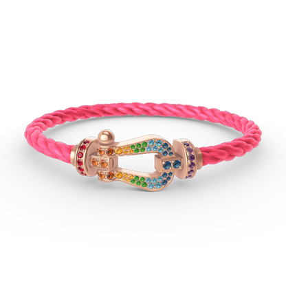 [Luna Brilliance]FORCE LARGE HORSESHOE  COLORED DIAMOND BRACELET ROSE GOLD