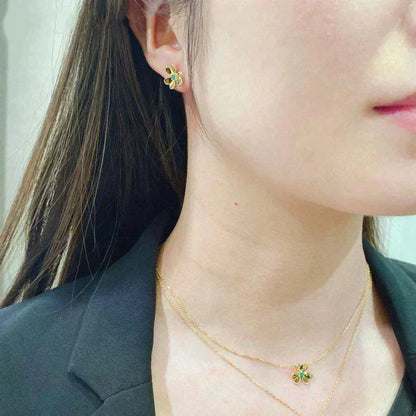 [Luna Brilliance]FRIVOLE  FLOWER MALACHITE EARRINGS