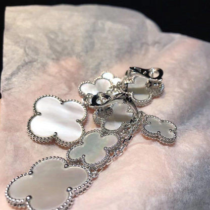 [Luna Brilliance]CLOVER EARRINGS WHITE MOP 4 MOTIFS SILVER