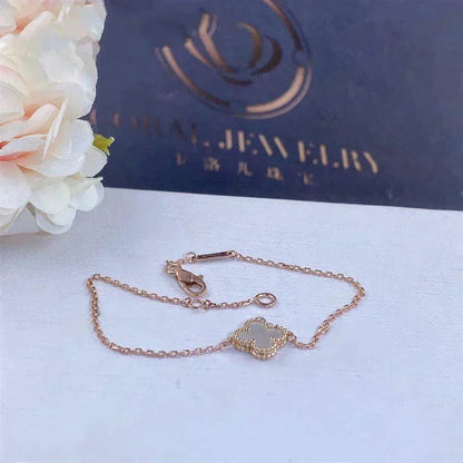 [Luna Brilliance]CLOVER WHITE MOP SINGLE FLOWER BRACELET