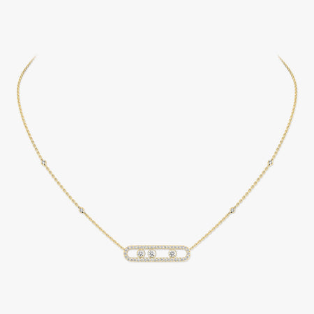 [LORA] Move Pave_ Rose Gold Diamond Necklace