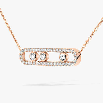 [LORA] Move Pave_ Rose Gold Diamond Necklace