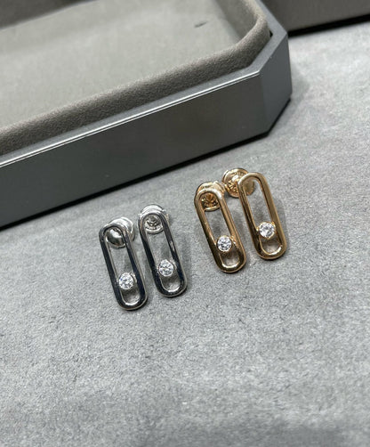 [Luna Brilliance]MOVE UNO SMALL 1 DIAMOND EARRINGS