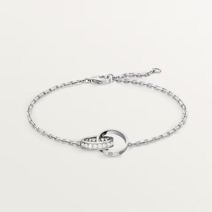 [Luna Brilliance]LOVE DOUBLE RING HALF DIAMOND BRACELET
