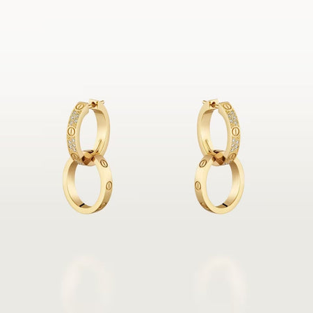 [Luna Brilliance]LOVE 3.3MM DANGLE HALF DIAMOND EARRINGS