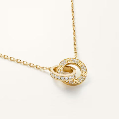 [Luna Brilliance]LOVE  FULL DIAMOND PENDANT NECKLACE