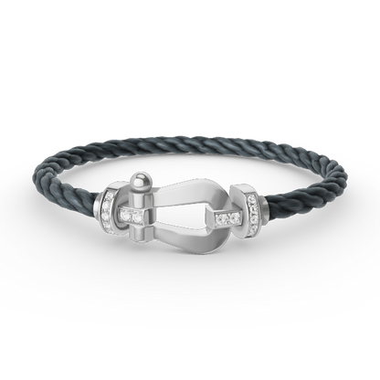 [Luna Brilliance]FORCE LARGE HORSESHOE HALF DIAMOND BRACELET SILVER