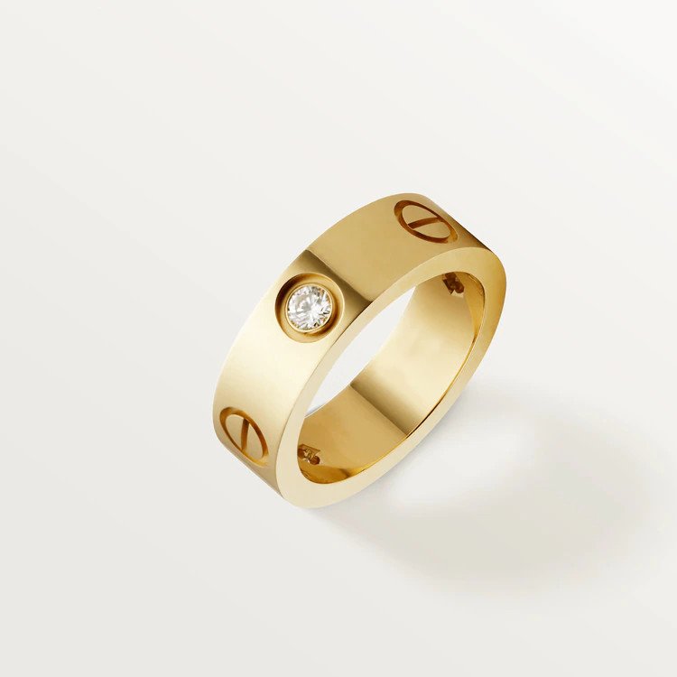 [Luna Brilliance]LOVE RING 5.5MM 3 DIAMONDS PINK GOLD